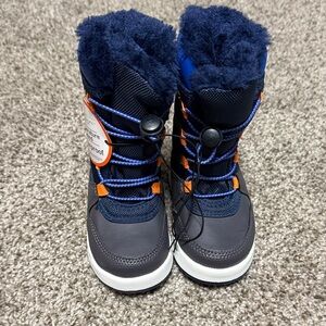 Kids Winter Boots - Navy and Orange